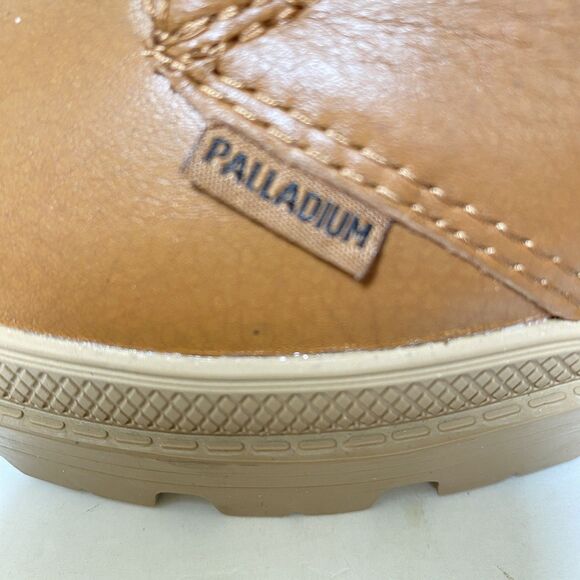 NEW $129 Sundance Palladium Mid Combat Boots Tan Leather Side Zip Chunky Sole 10 - Picture 11 of 14